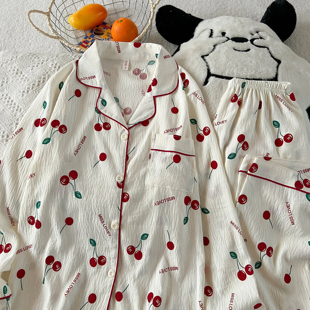 Ensemble pyjama femme à imprimé cerises