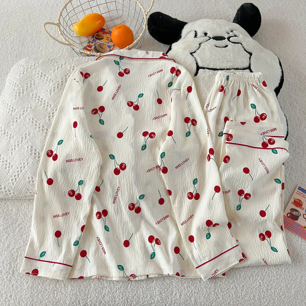 Ensemble pyjama femme à imprimé cerises
