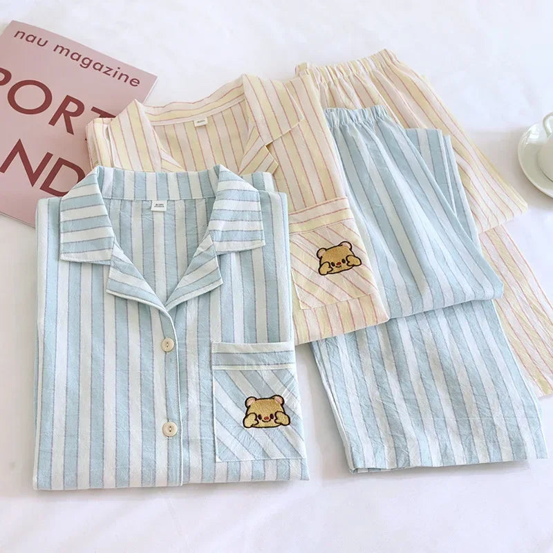 Ensemble pyjama femme rayé en coton
