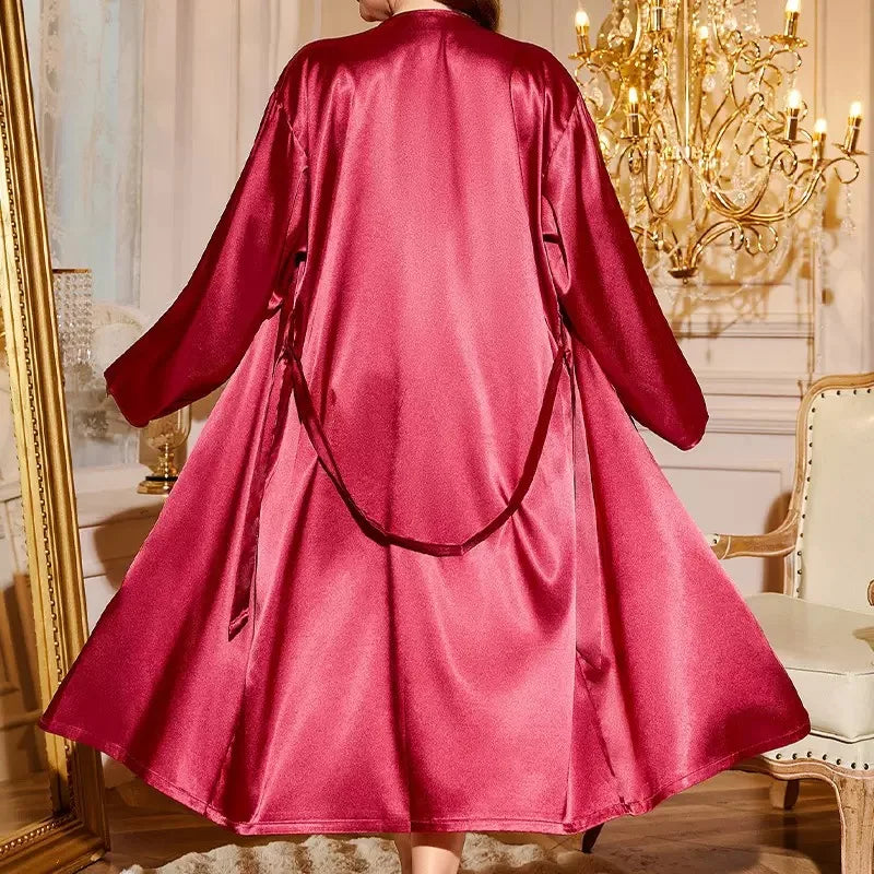 Ensemble nuisette et peignoir femme satinés