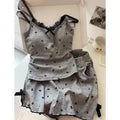 Pyjama femme gris à nœuds avec caraco et short