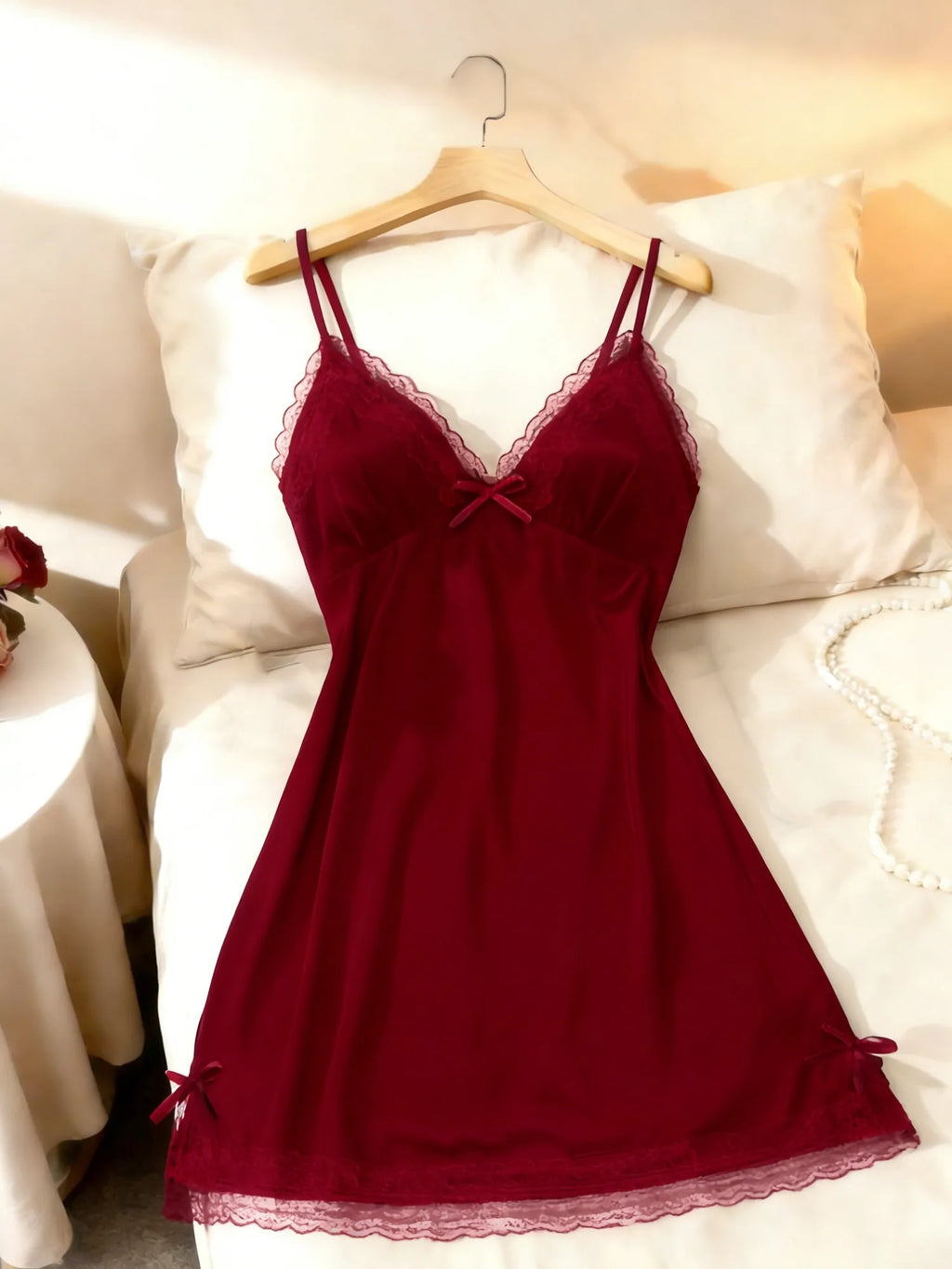 Nuisette femme satinée à dentelle