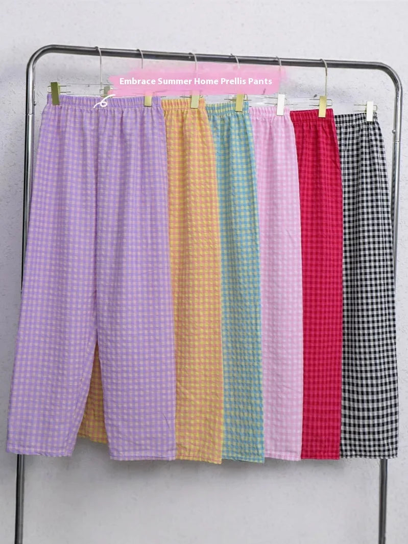 Pantalon de pyjama femme ample à carreaux