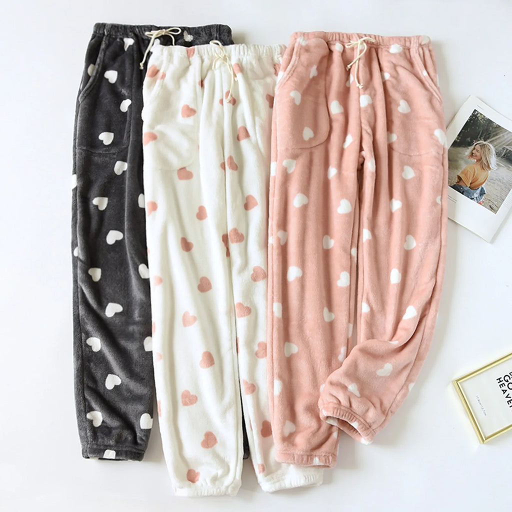 Pantalon de pyjama femme polaire chaud