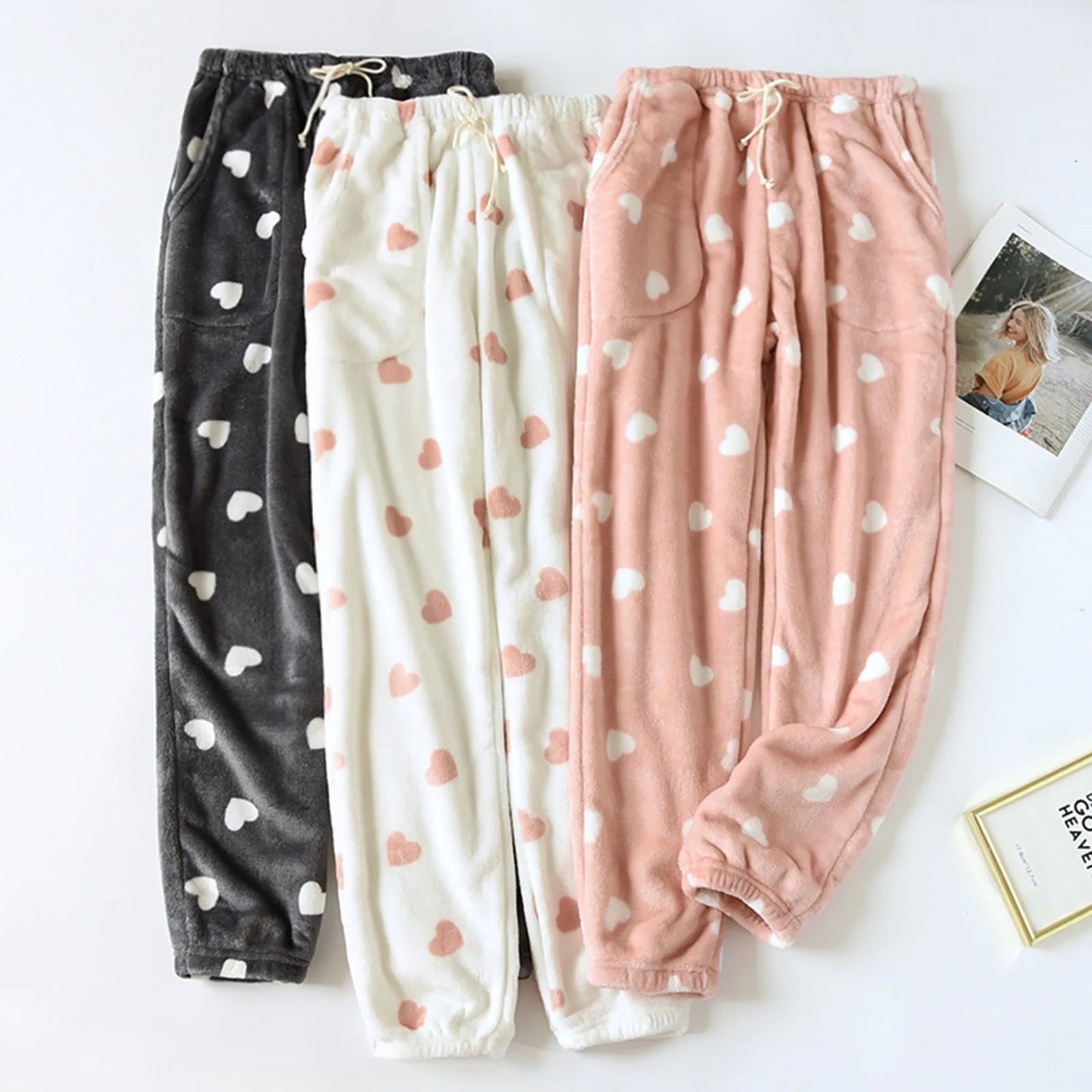 Pantalon de pyjama femme polaire chaud