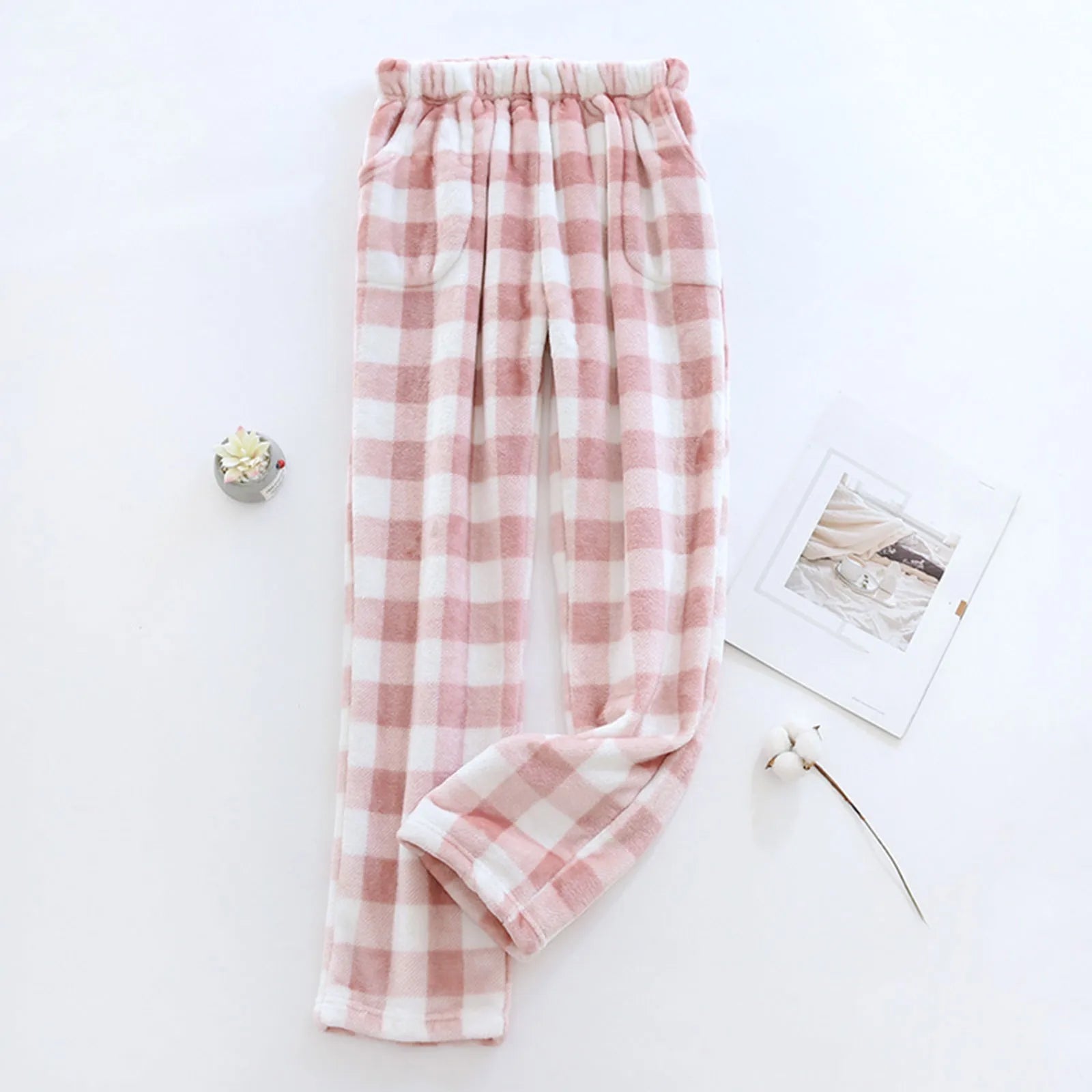Pantalon de pyjama femme à carreaux en polaire