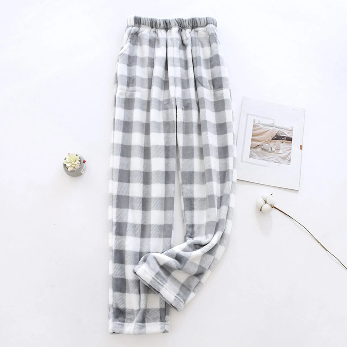 Pantalon de pyjama femme à carreaux en polaire