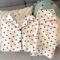 Pyjama femme blanc à petits cœurs rouges
