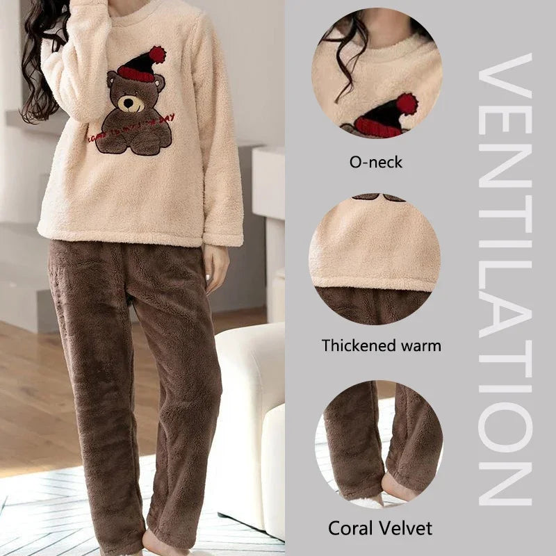Pyjama hiver femme épais à motifs