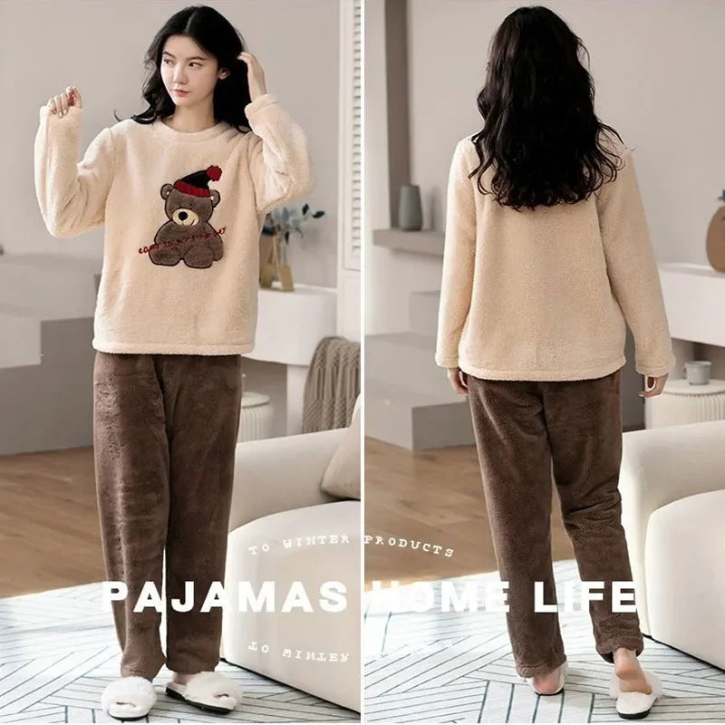 Pyjama hiver femme épais à motifs