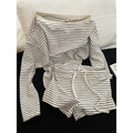 Ensemble pyjama femme rayé avec manches longues et short