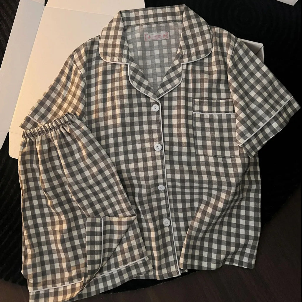 Ensemble pyjama femme à carreaux avec short