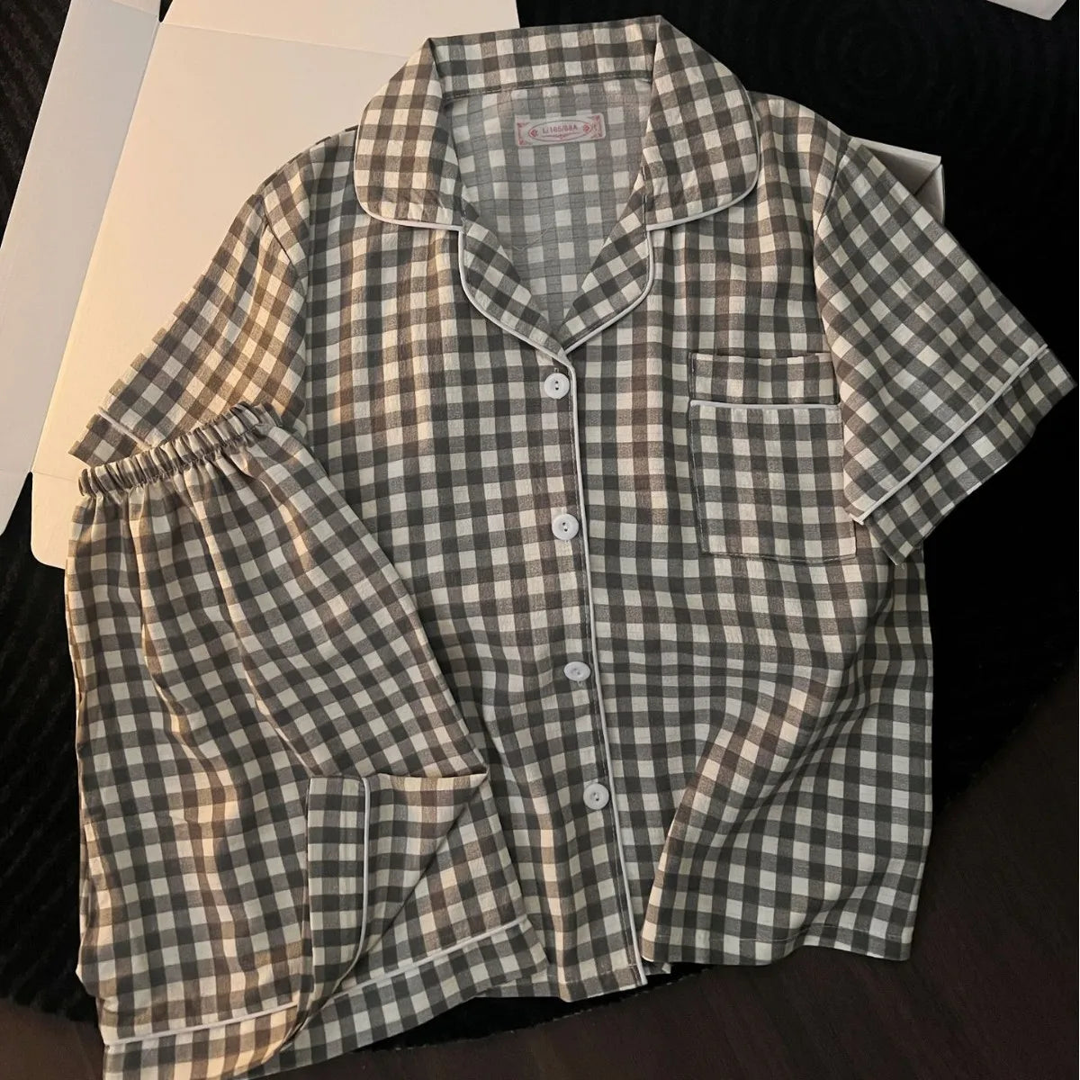 Ensemble pyjama femme à carreaux avec short
