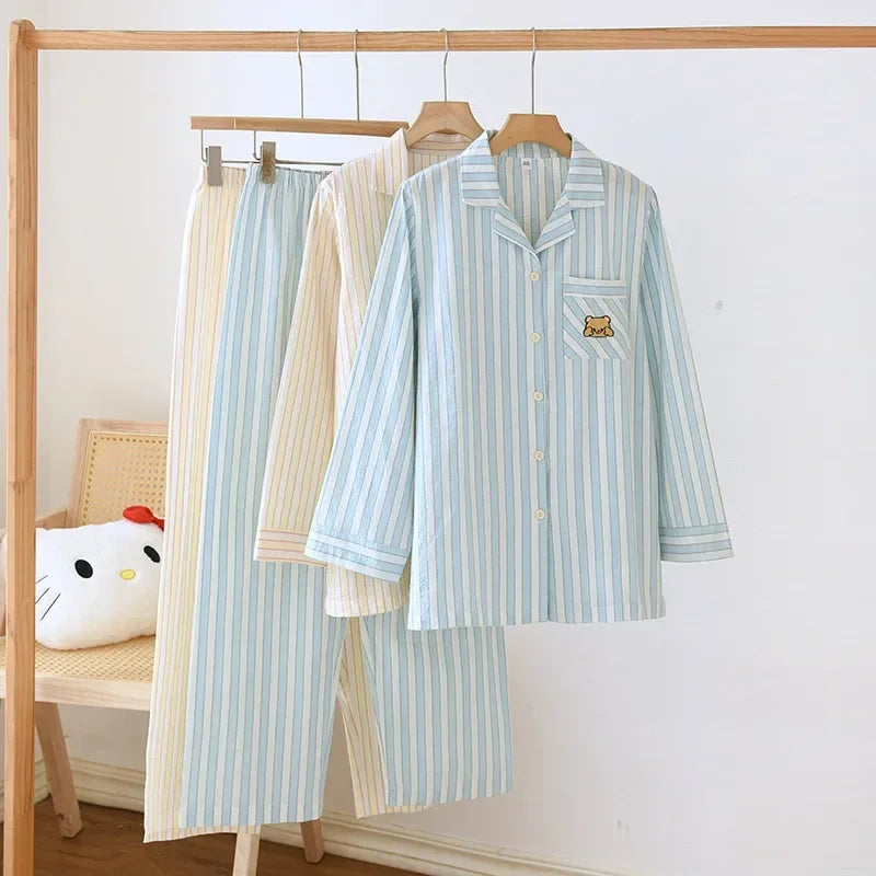 Ensemble pyjama femme rayé en coton