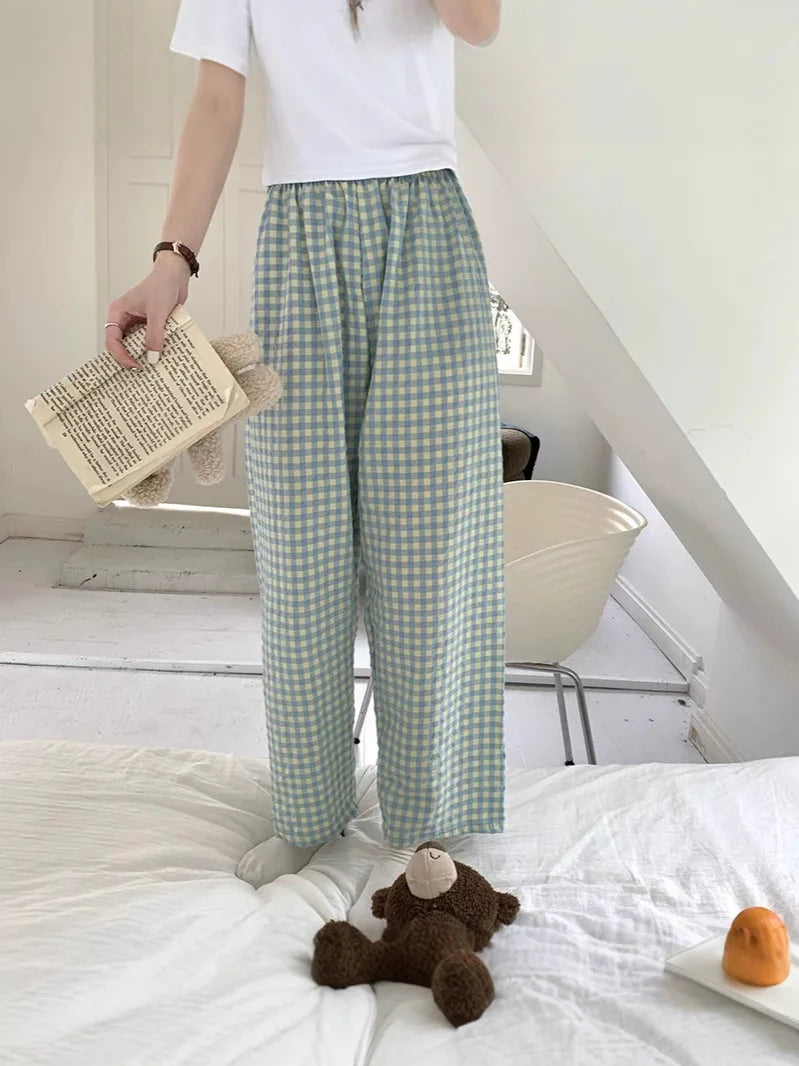 Pantalon de pyjama femme ample à carreaux