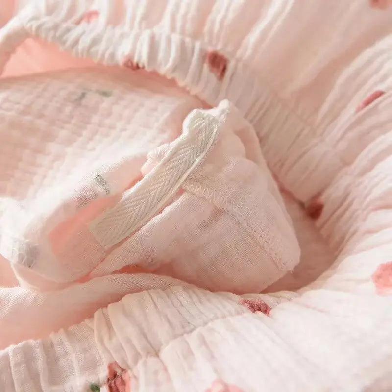 Pyjama femme en coton gaufré avec short