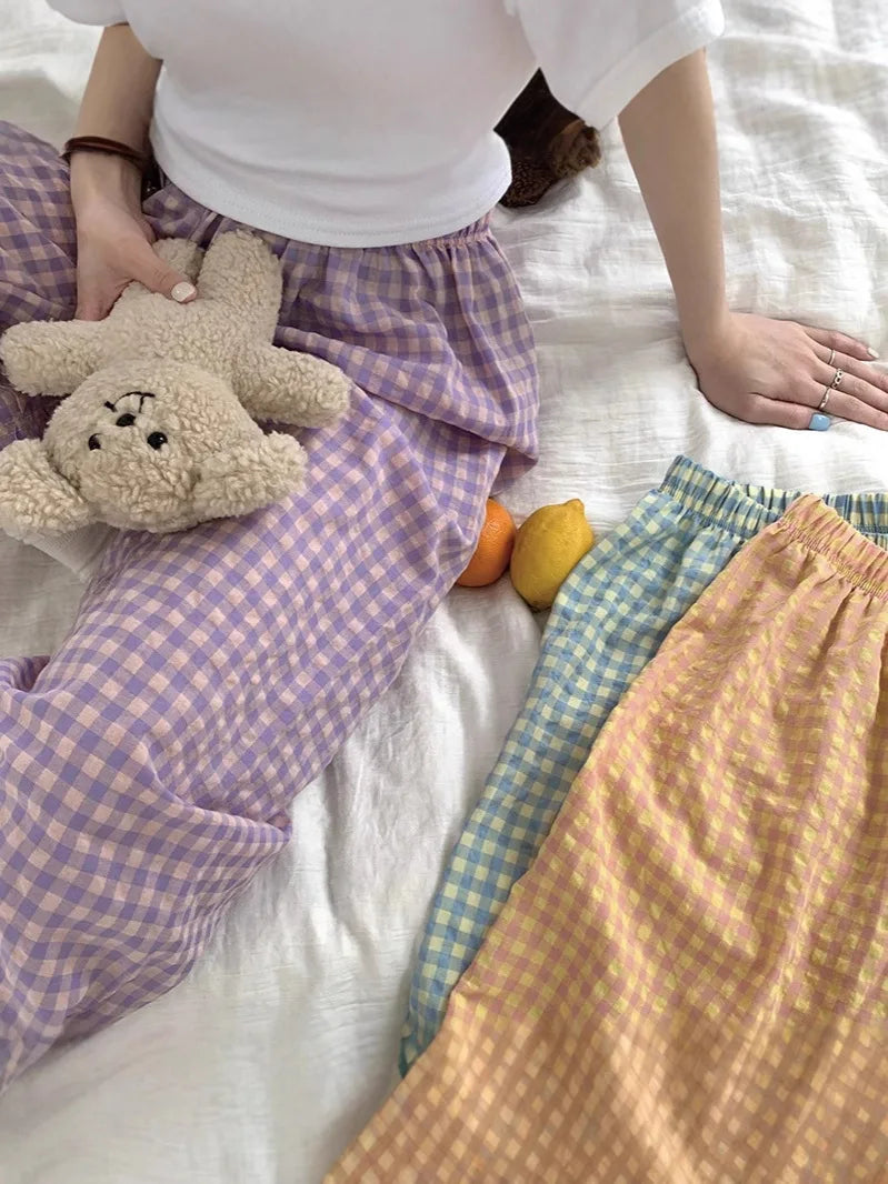 Pantalon de pyjama femme ample à carreaux