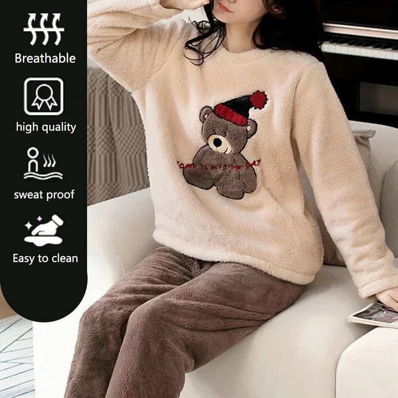 Pyjama hiver femme épais à motifs