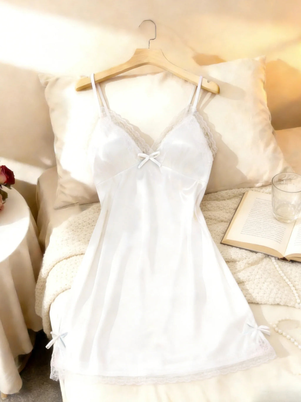 Nuisette femme satinée à dentelle