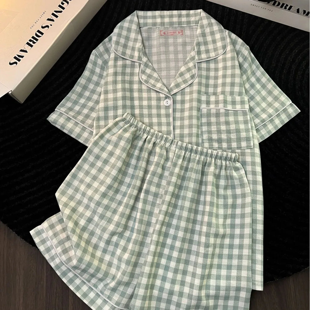 Ensemble pyjama femme à carreaux avec short