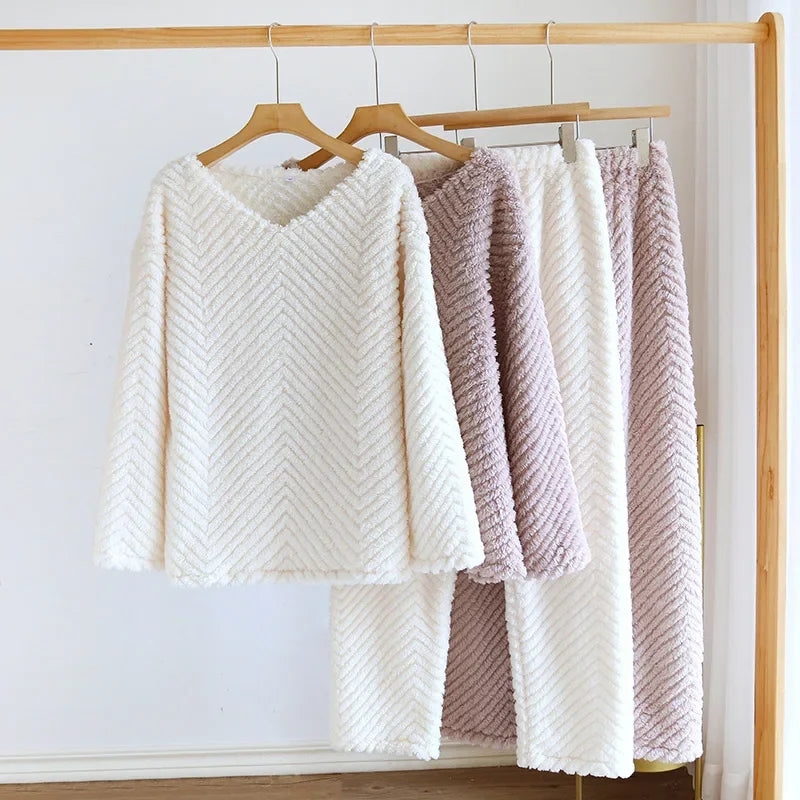 Ensemble pyjama femme en flanelle épaisse