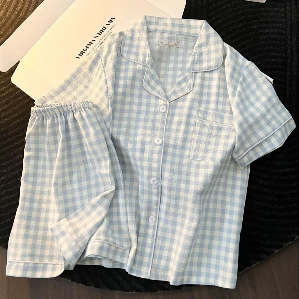 Ensemble pyjama femme à carreaux avec short