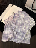 Ensemble pyjama femme à carreaux avec short