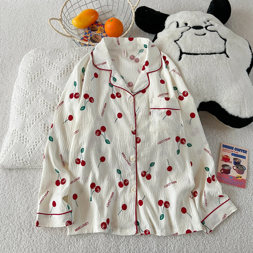 Ensemble pyjama femme à imprimé cerises