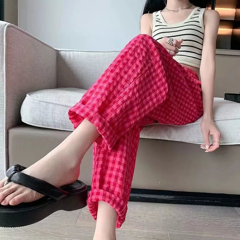 Pantalon de pyjama femme ample à carreaux