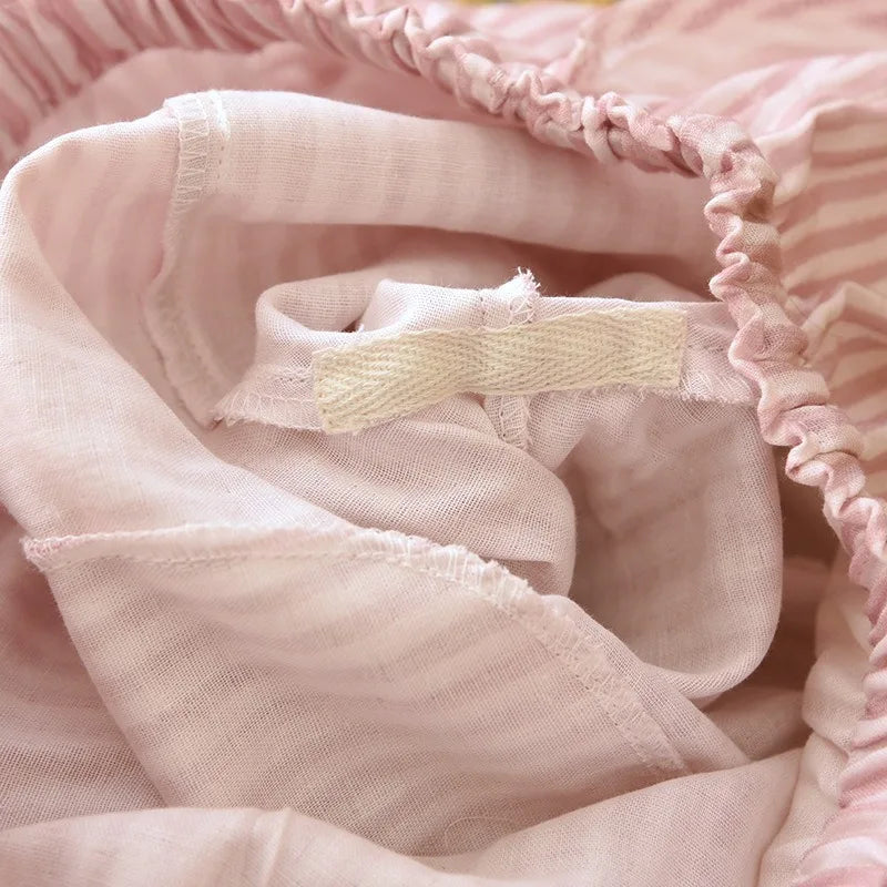 Pantalon de pyjama femme rayé en gaze de coton