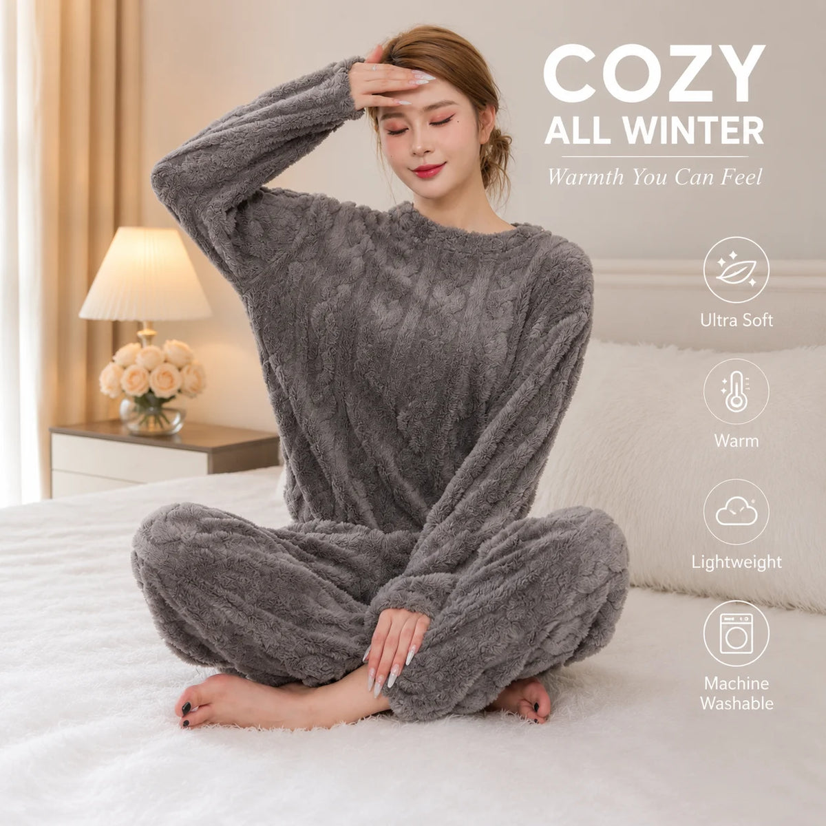 Pyjama hiver femme épais et duveteux