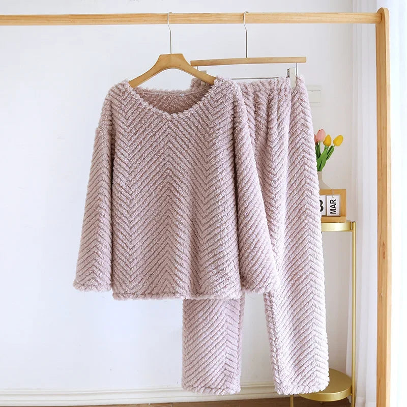 Ensemble pyjama femme en flanelle épaisse