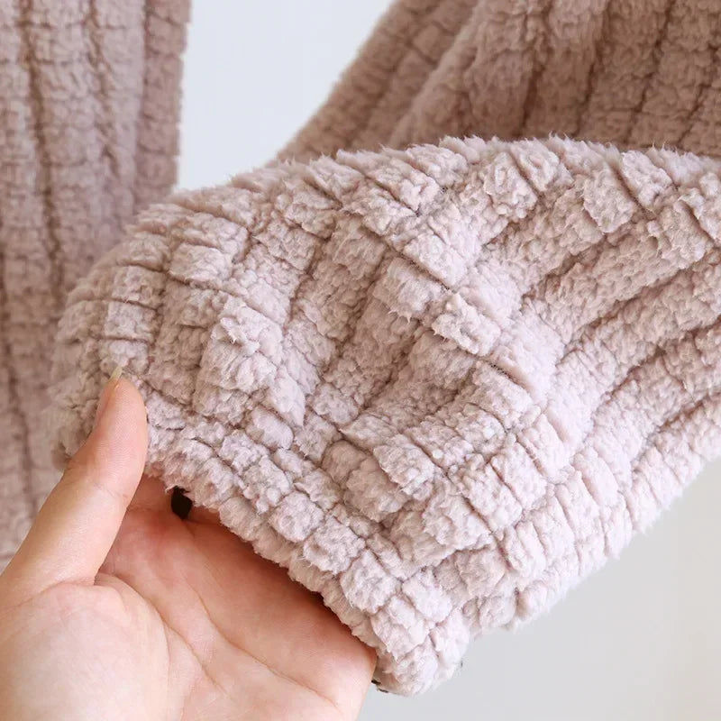Ensemble pyjama femme épais en flanelle veste zippée