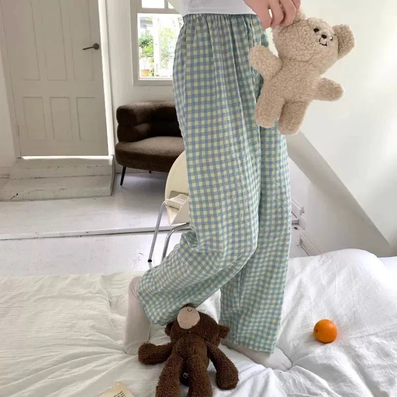 Pantalon de pyjama femme ample à carreaux
