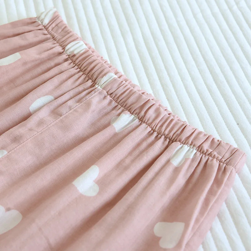 Pyjama femme en coton à grands cœurs