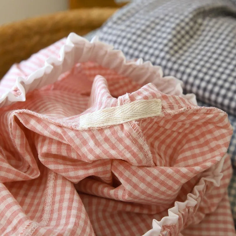 Pantalon de pyjama femme à carreaux et dentelle