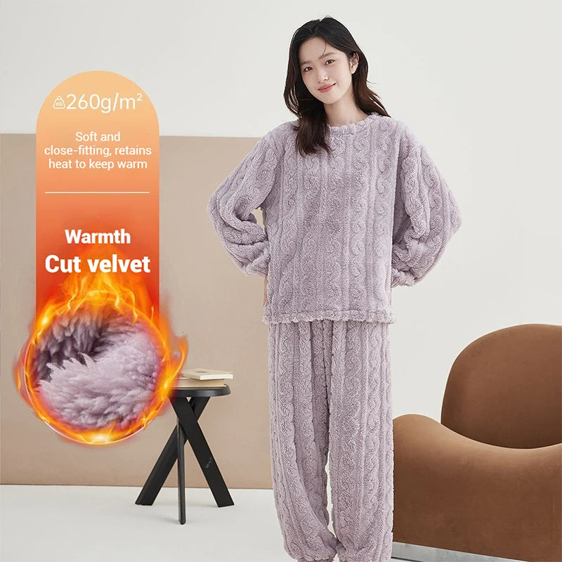 Pyjama hiver femme épais et duveteux