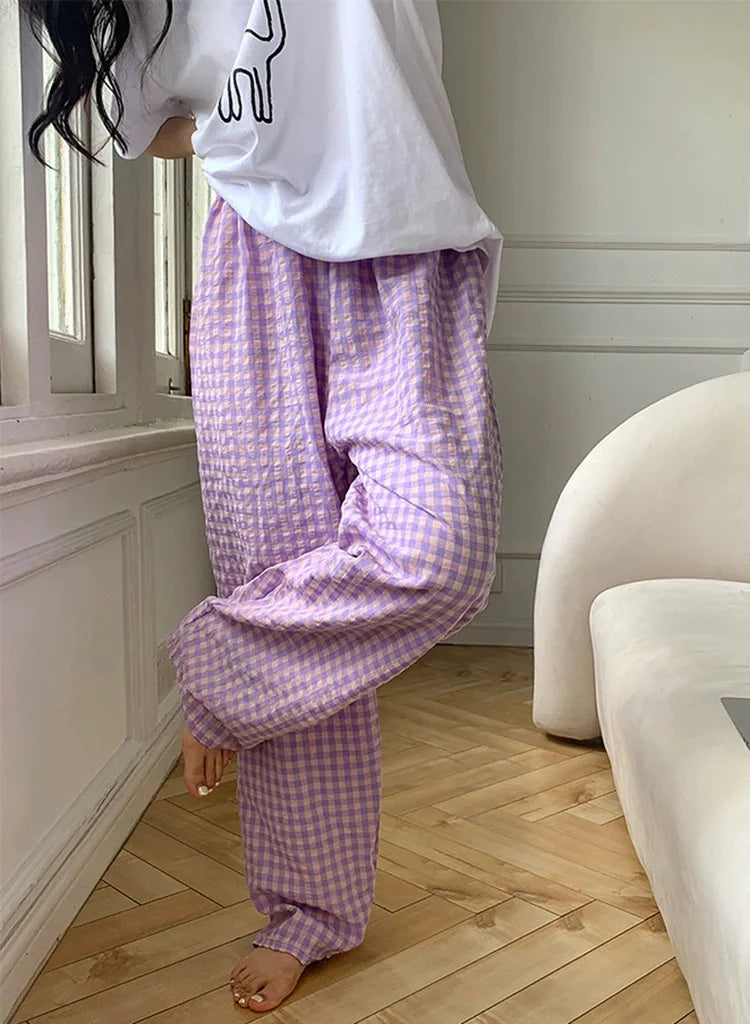 Pantalon de pyjama femme ample à carreaux