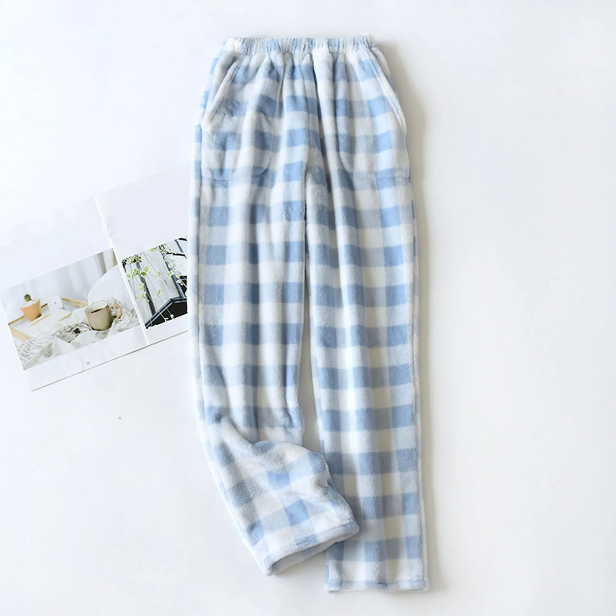Pantalon de pyjama femme à carreaux en polaire