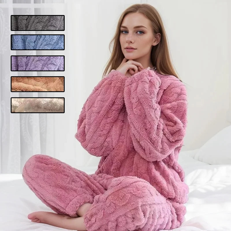Ensemble pyjama femme épais en flanelle