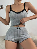 Pyjama femme avec caraco en dentelle et short