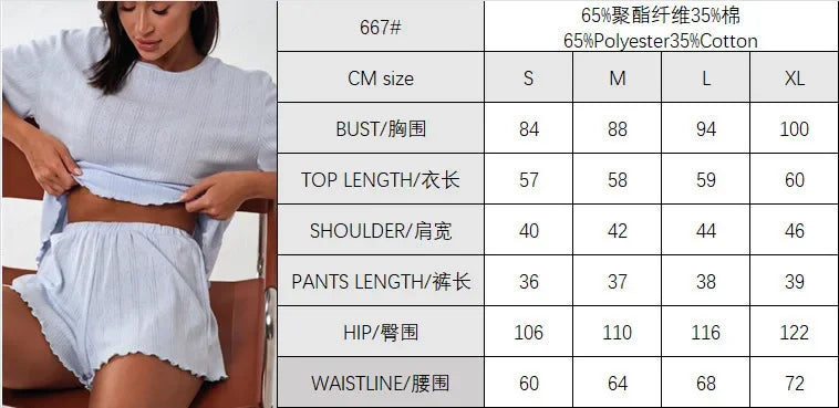 Ensemble pyjama femme uni en coton avec short