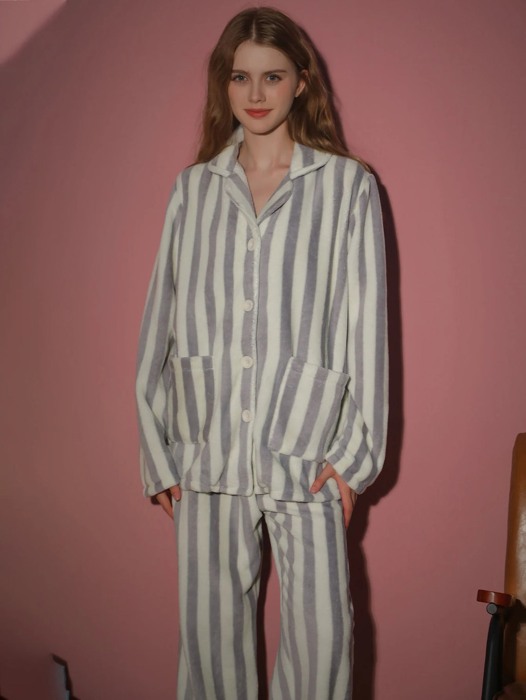 Ensemble pyjama femme rayé en flanelle