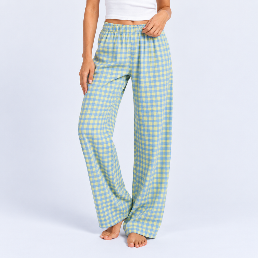 Pantalon de pyjama femme ample à carreaux