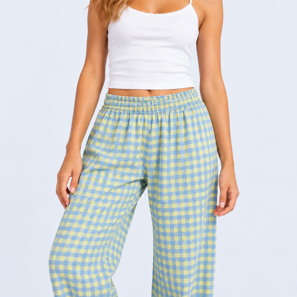 Pantalon de pyjama femme ample à carreaux