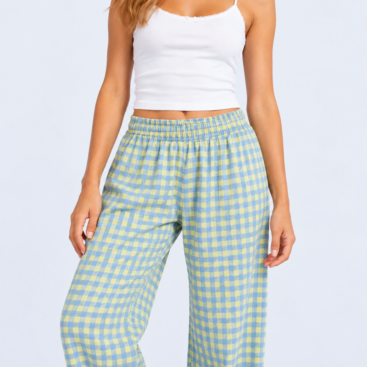 Pantalon de pyjama femme ample à carreaux