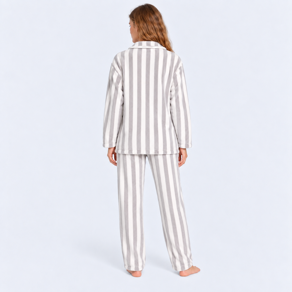 Pyjama long femme rayé en flanelle
