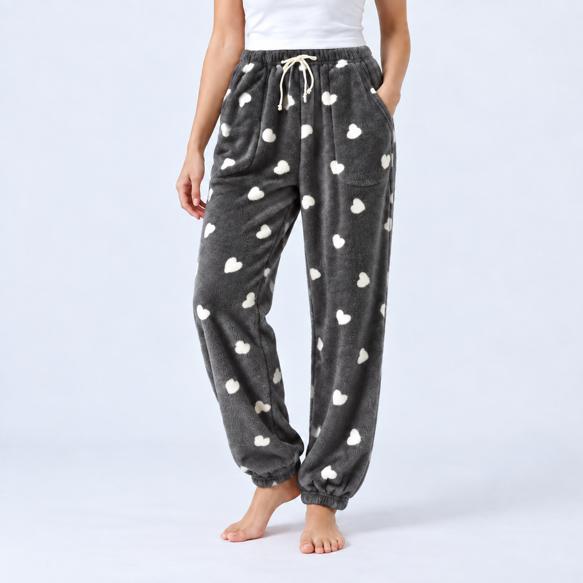 Pantalon de pyjama femme chaud à intérieur polaire