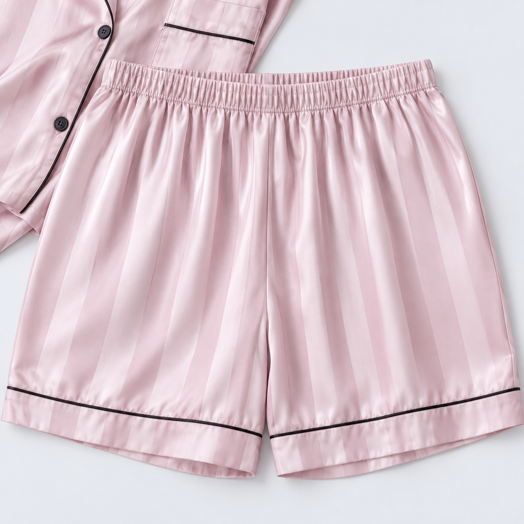 Pyjama short femme satiné à rayures