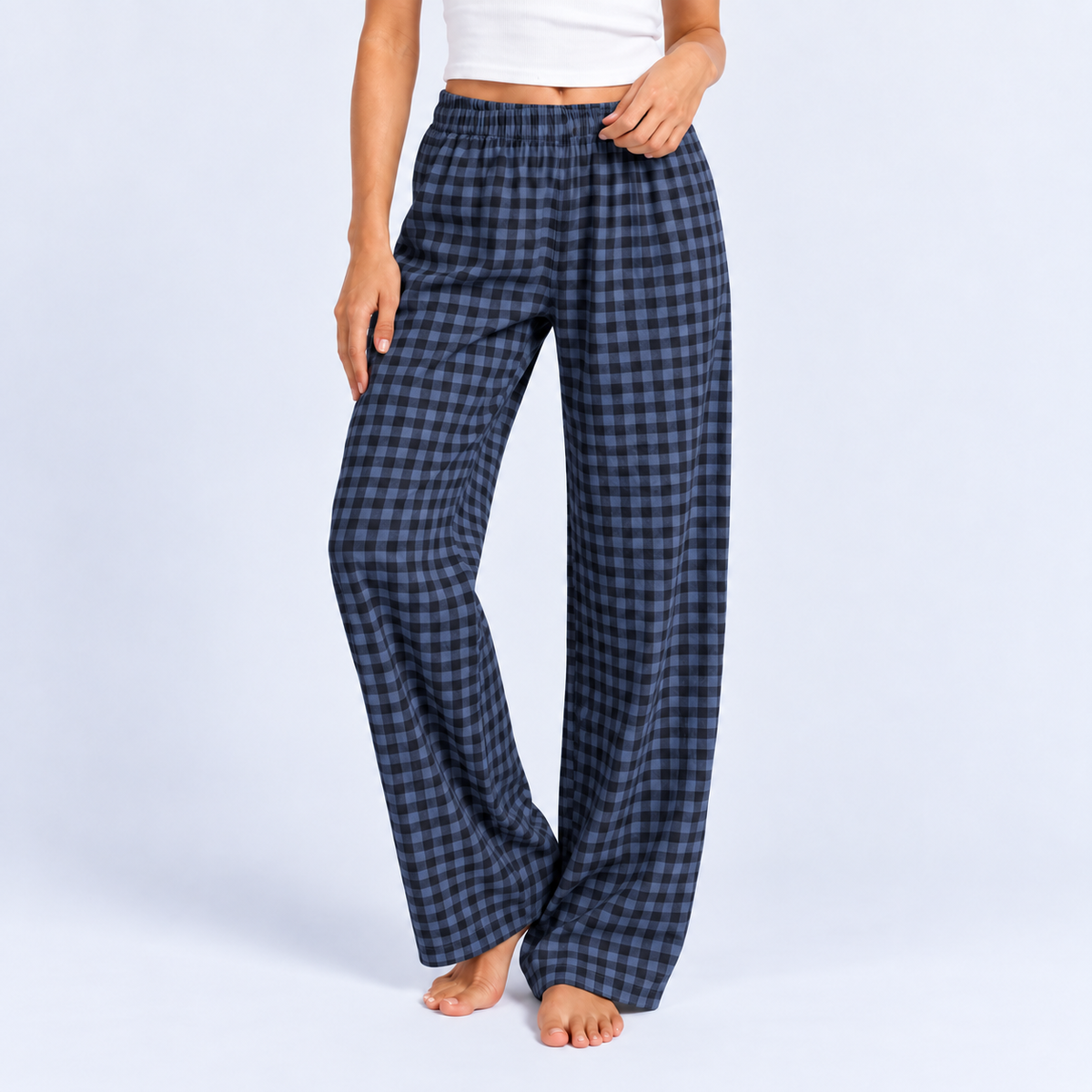 Pantalon de pyjama femme ample à carreaux